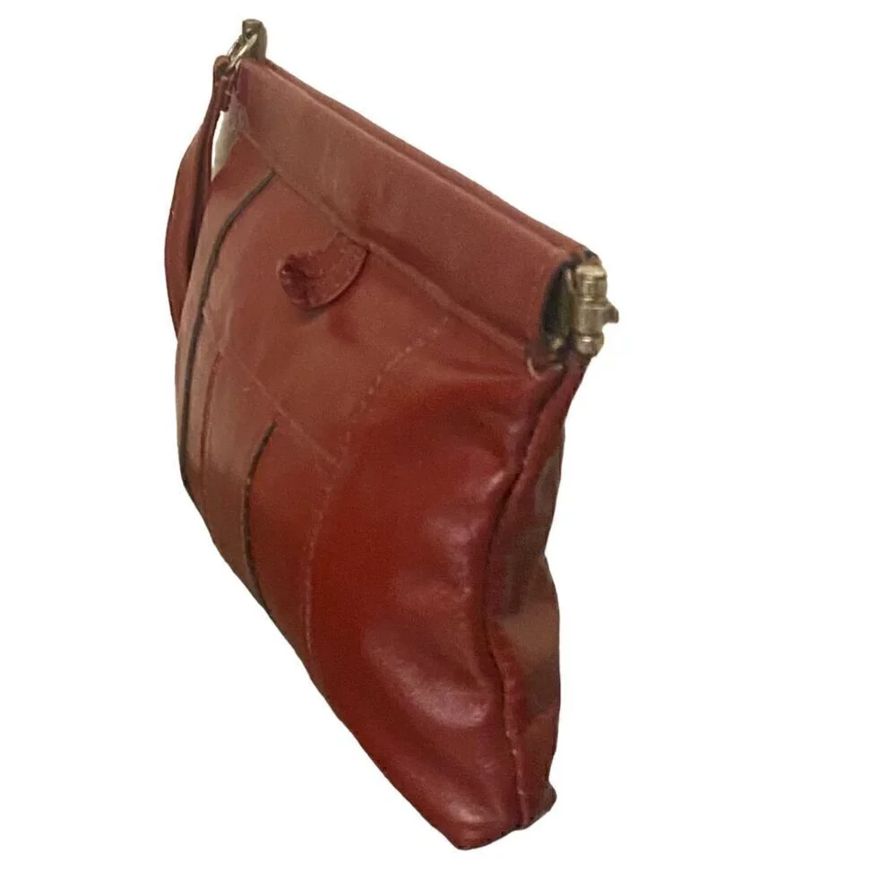 Vintage Roger Gimbel Red Leather Patchwork Wristlet Bag
